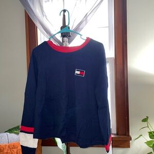 Tommy Hilfiger Blue Crew Neck Top with Red and White Details